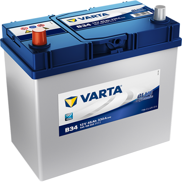 VARTA Blue Dynamic B34 Maintenance Free Battery 45AH 330EN Left + Passenger Car Batteries