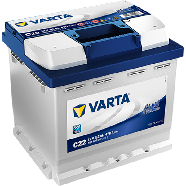 VARTA Blue Dynamic C22 Maintenance Free Battery 52AH 470EN Right + Passenger Car Batteries