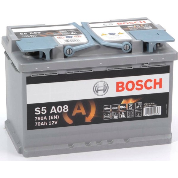 BOSCH AGM Battery 70AH 760EN Start-Stop S5A08  Right +  Passenger Car Batteries