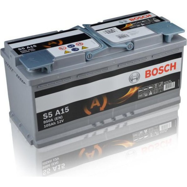BOSCH AGM Battery 105AH 950EN Start-Stop S5A15  Right +  Heavy Duty Truck Batteries